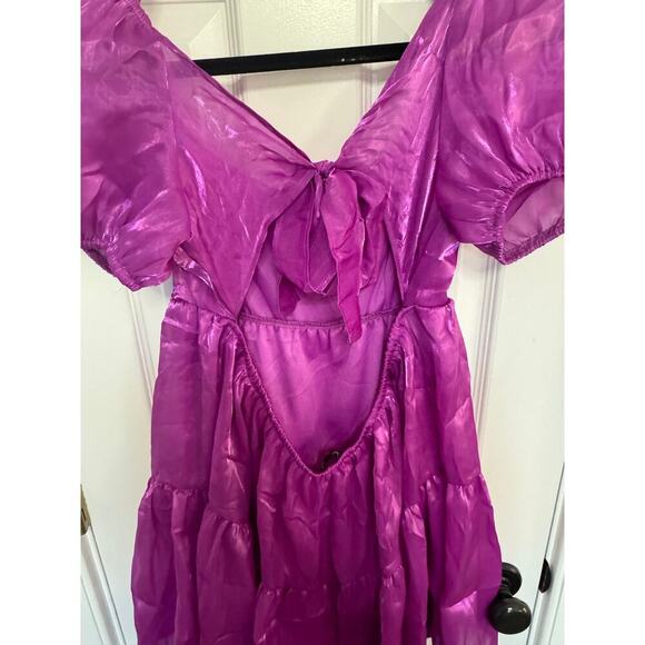 Crystal sky purple shiny cocktail dress size large - Picture 7 of 13